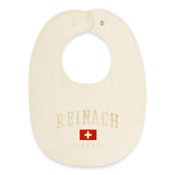 Reinach Switzerland Emblem Logo - Baby Organic Bib - soft Ecru - Front