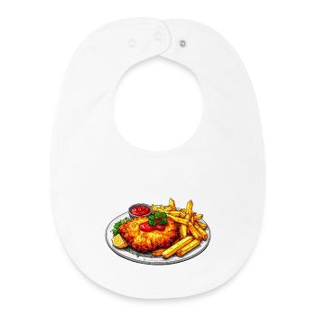 Schnitzel mit Pommes - Baby Organic Lätzchen - Weiß - Vorne