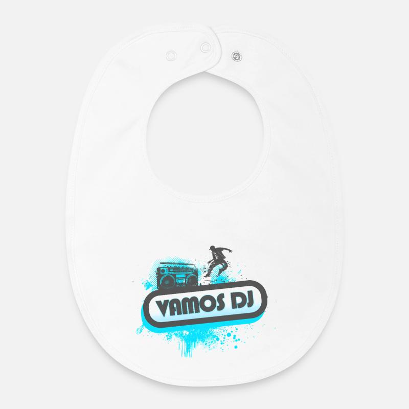 Frutiger Metro Banner Graffiti: Vamos DJ - Baby Organic Lätzchen - Weiß