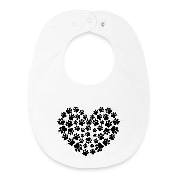 Cœur de pattes de chien - Bavoir bébé bio - blanc - Devant