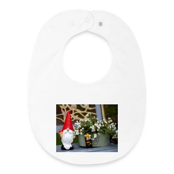 Garden gnome in flower pot - Baby Organic Bib - white - Front