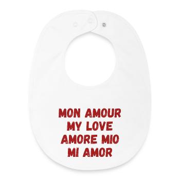 Amour international multilingue. Romantique. - Bavoir bébé bio - blanc - Devant