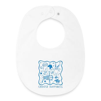 Janosch Choisis Le Bonheur Design Bleu - Bavoir bébé bio - blanc - Devant