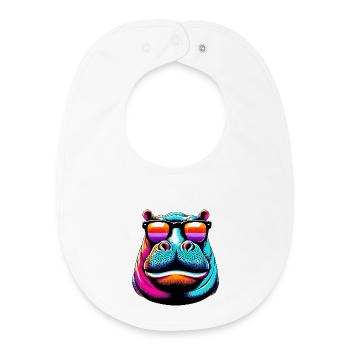 Hippopotamus with Sunglasses - Baby Organic Bib - white - Front