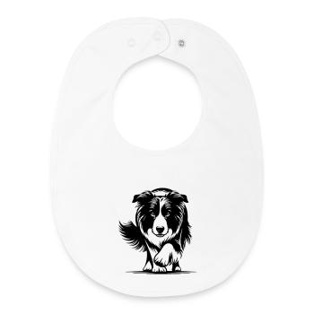 Border Collie - Bavoir bébé bio - blanc - Devant