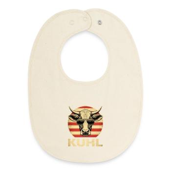 Cool bull head with sunglasses - Baby Organic Bib - soft Ecru - Front