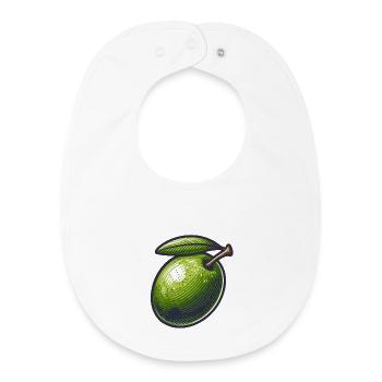 Vibrant Cartoon Green Apple - Baby Organic Bib - white - Front