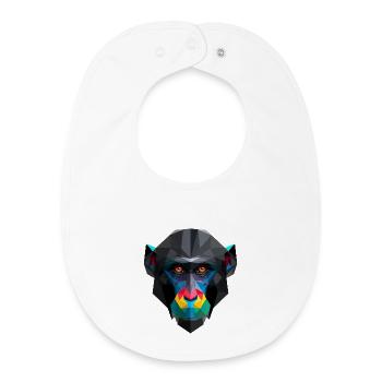 Farbiges Low-Poly Affenporträt - Baby Organic Lätzchen - Weiß - Vorne