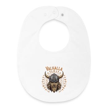 Mächtiger Wikinger mit Walhalla-Helm - Baby Organic Lätzchen - Weiß - Vorne