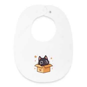 Cute black cat in a box - Baby Organic Bib - white - Front