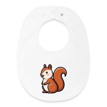 Playful Squirrel Charm - Baby Organic Bib - white - Front