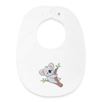Dreamy Koala auf Cheerful Branch - Baby Organic Lätzchen - Weiß - Vorne