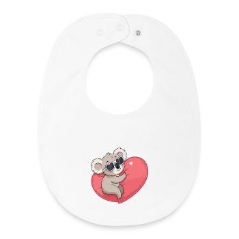 Koala Smiling Heart - Baby Organic Bib - white - Front