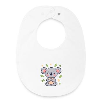 Zen-Koala-Blätter und -Blumen - Baby Organic Lätzchen - Weiß - Vorne