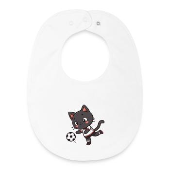 Chaton Footballer Noir en Maillot - Bavoir bébé bio - blanc - Devant