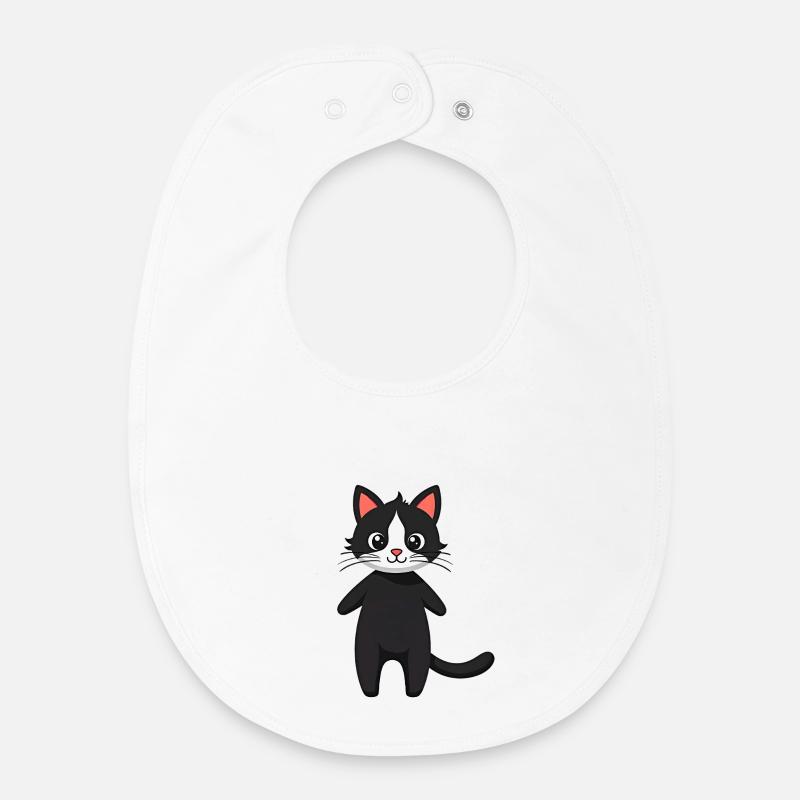 Chat noir - Bavoir bébé bio - blanc