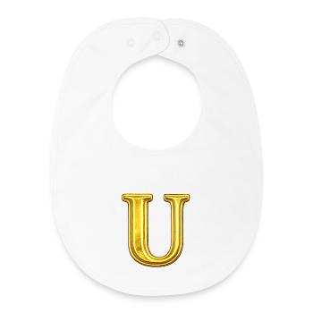 Goldenes U Monogramm - Baby Organic Lätzchen - Weiß - Vorne