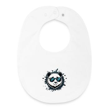 Panda Blue Graffiti Glasses - Baby Organic Bib - white - Front