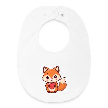 Kawaii-Fuchs Buntes Herz - Baby Organic Lätzchen - Weiß - Vorne