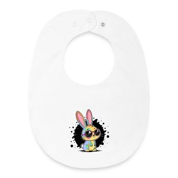Rainbow Bunny Pastel Glasses - Baby Organic Bib - white - Front