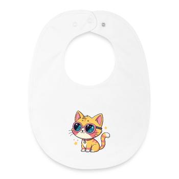 Kawaii-Katzen-Pastellrosa Brille - Baby Organic Lätzchen - Weiß - Vorne