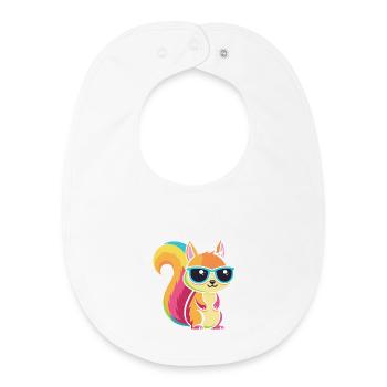 Rainbow Squirrel with Glasses - Baby Organic Bib - white - Front