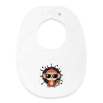 Singe chic splash lunettes noires - Bavoir bébé bio - blanc - Devant