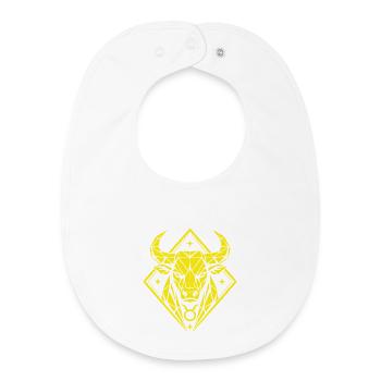 Taureau géométrique - Force pure - Signe du zodiaque Taureau - Bavoir bébé bio - blanc - Devant