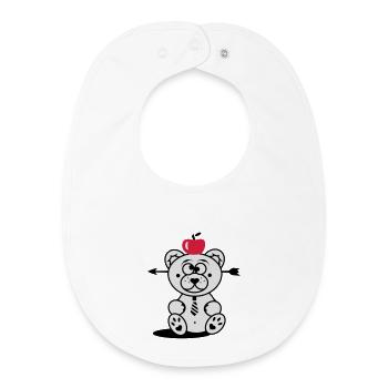 Bear with apple on his head and arrow through his - Baby Organic Bib - white - Front