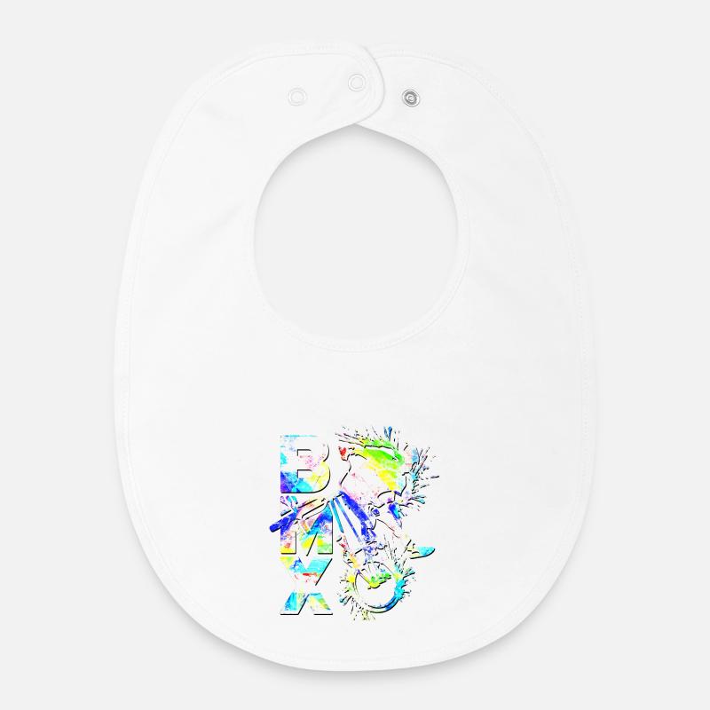| de vélo Bmx | colorées bmx Idée cadeau Bmx - Bavoir bébé bio - blanc