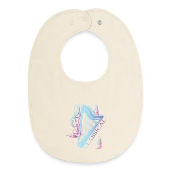 Classical Harp Music - Baby Organic Bib - soft Ecru - Front