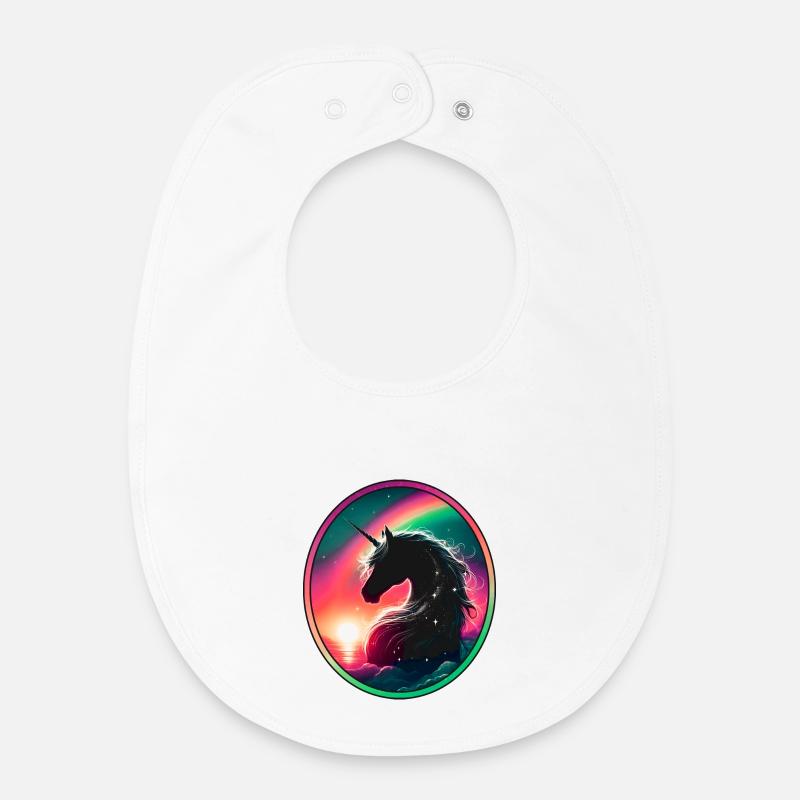 Sort des licornes - Bavoir bébé bio - blanc