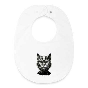 Katzenkopf gestaltet als Roboter im Retro-Look - Baby Organic Lätzchen - Weiß - Vorne
