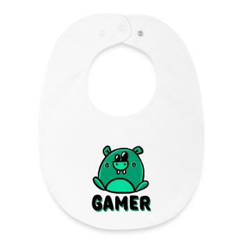 Nini Gamer - Bavoir bébé bio - blanc - Devant