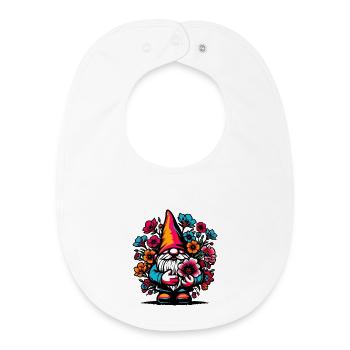 Gnome with Flowers - Baby Organic Bib - white - Front