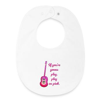 Jouez sur de la guitare rose ! Devenez la reine de la guitare ! - Bavoir bébé bio - blanc - Devant