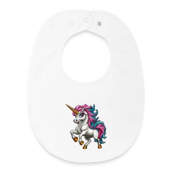 Unicorn with pink blue hair :) - Baby Organic Bib - white - Front