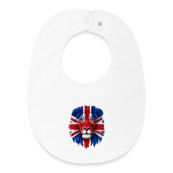 Lion with Union Jack Face Art - Baby Organic Bib - white - Front