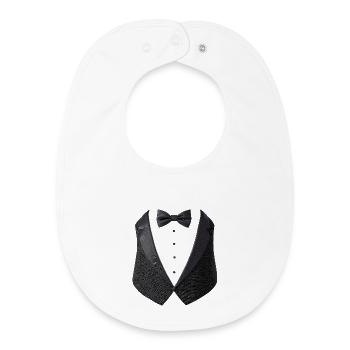 Costume Costume Noeud papillon Gilet Carnaval Smoking Chic - Bavoir bébé bio - blanc - Devant