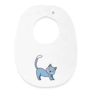 Glückliche Katze Verspielte Illustration - Baby Organic Lätzchen - Weiß - Vorne