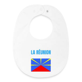 T-shirt drapeau La Réunion volcan - Bavoir bébé bio - blanc - Devant