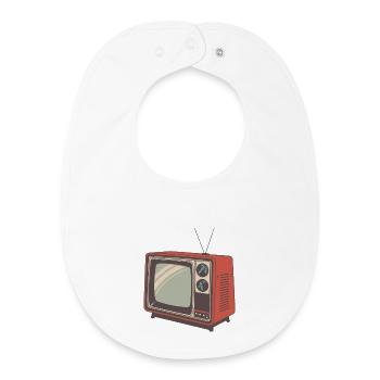 Télévision rétro orange vintage - Bavoir bébé bio - blanc - Devant