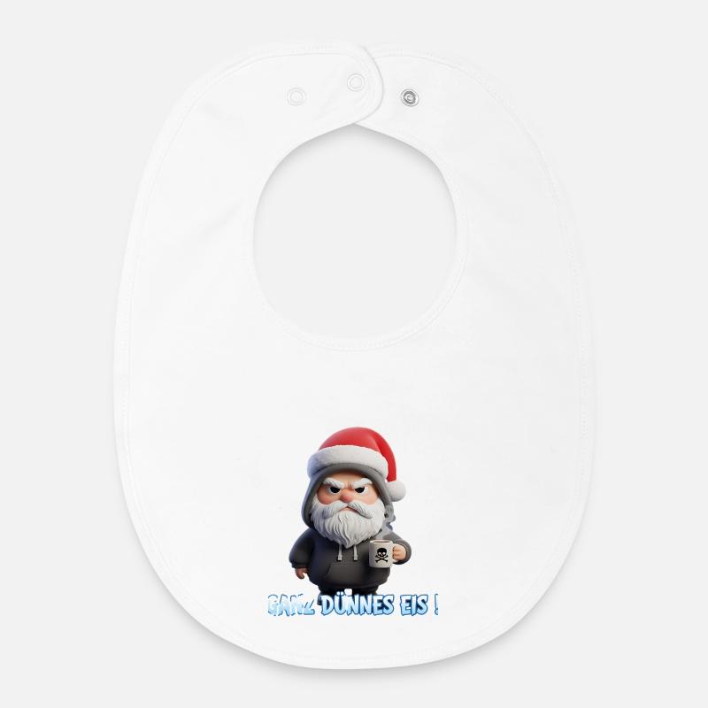 Père Noël drôle avec un café et un air fatigué - Bavoir bébé bio - blanc