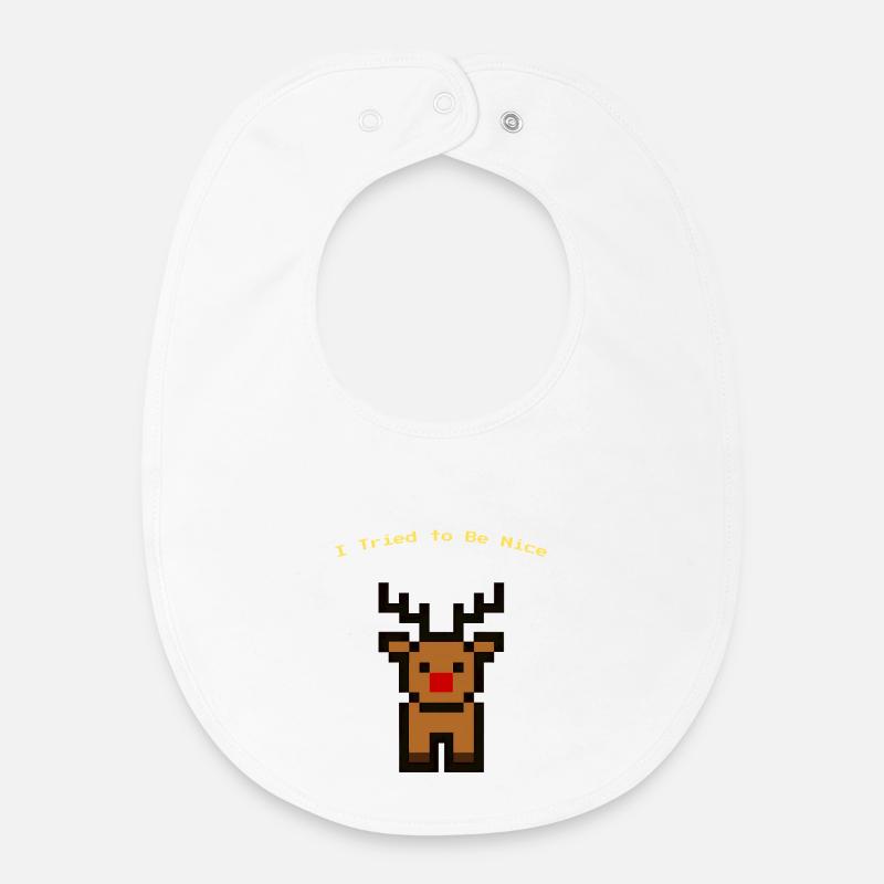 Pixel Rudolph - Bavoir bébé bio - blanc