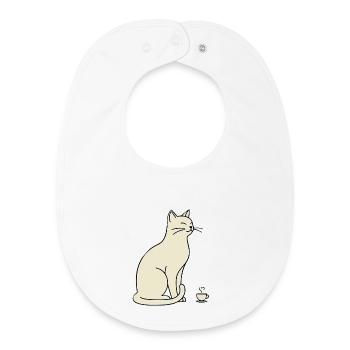 Minimalistische Silhouette Cream Cat - Baby Organic Lätzchen - Weiß - Vorne