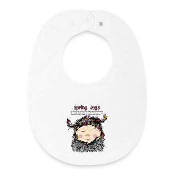 Nain de la joie du printemps – Illustration de nature douillette - Bavoir bébé bio - blanc - Devant