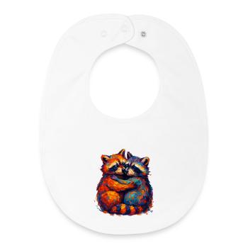 Glowing raccoon duo - Baby Organic Bib - white - Front