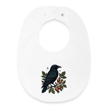 Night crow on berry vine - Baby Organic Bib - white - Front