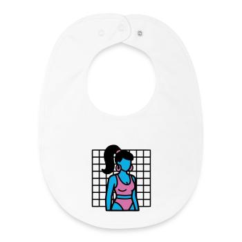 Fitness Girl Vaporwave des années 90 - Bavoir bébé bio - blanc - Devant
