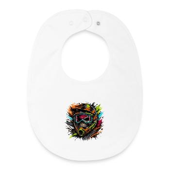 Motocross Helm Skull Design - Baby Organic Lätzchen - Weiß - Vorne
